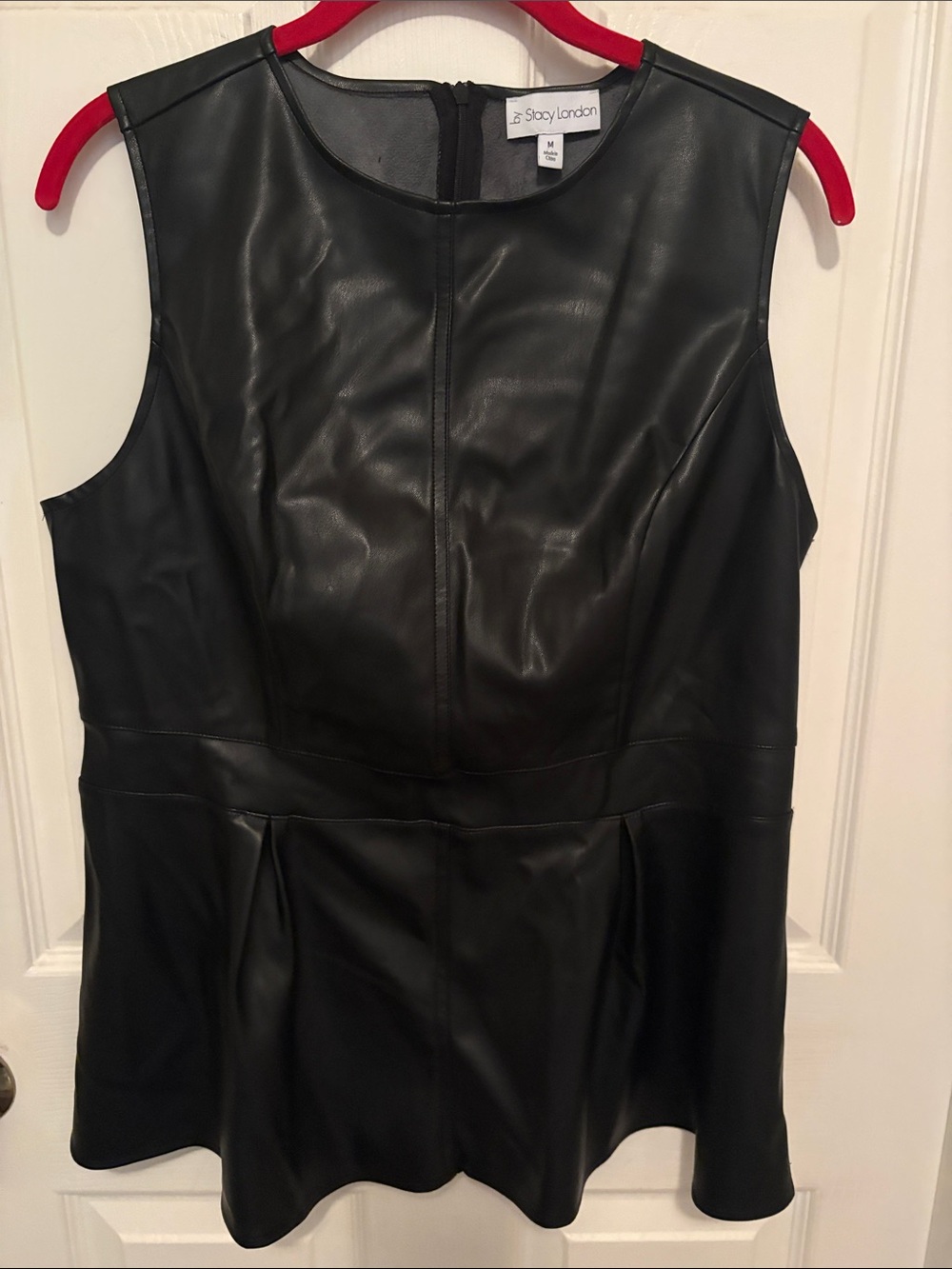 QVC, by Stacy, London, leather look plum top